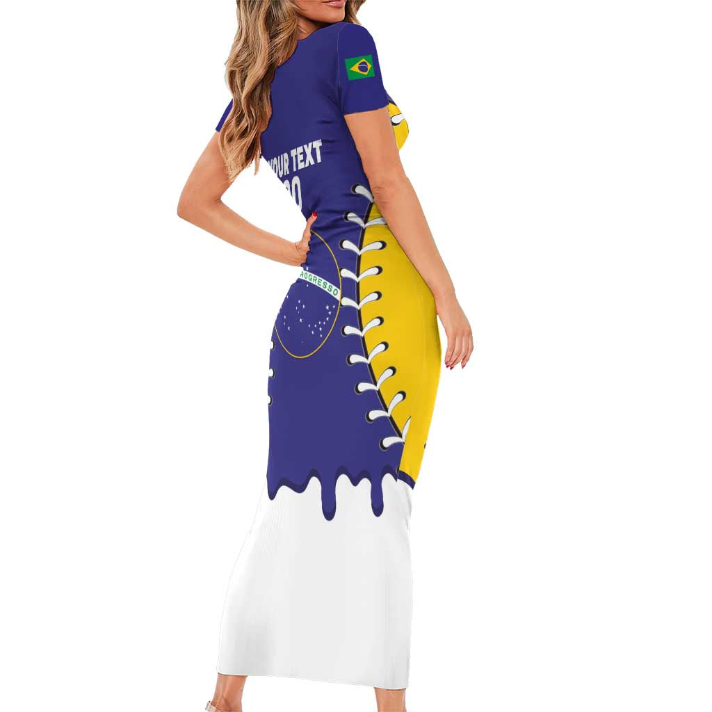 Brazil 2026 Baseball Custom Short Sleeve Bodycon Dress Go Champions Drip Style