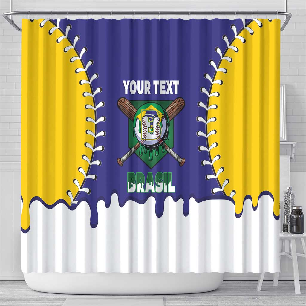 Brazil 2026 Baseball Custom Shower Curtain Go Champions Drip Style