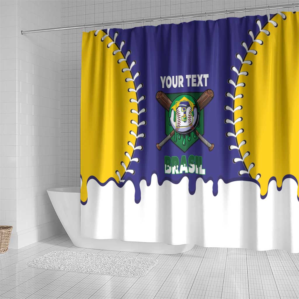 Brazil 2026 Baseball Custom Shower Curtain Go Champions Drip Style
