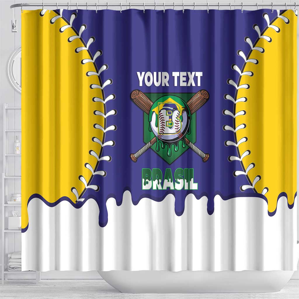 Brazil 2026 Baseball Custom Shower Curtain Go Champions Drip Style