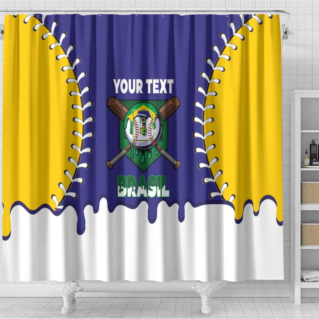 Brazil 2026 Baseball Custom Shower Curtain Go Champions Drip Style