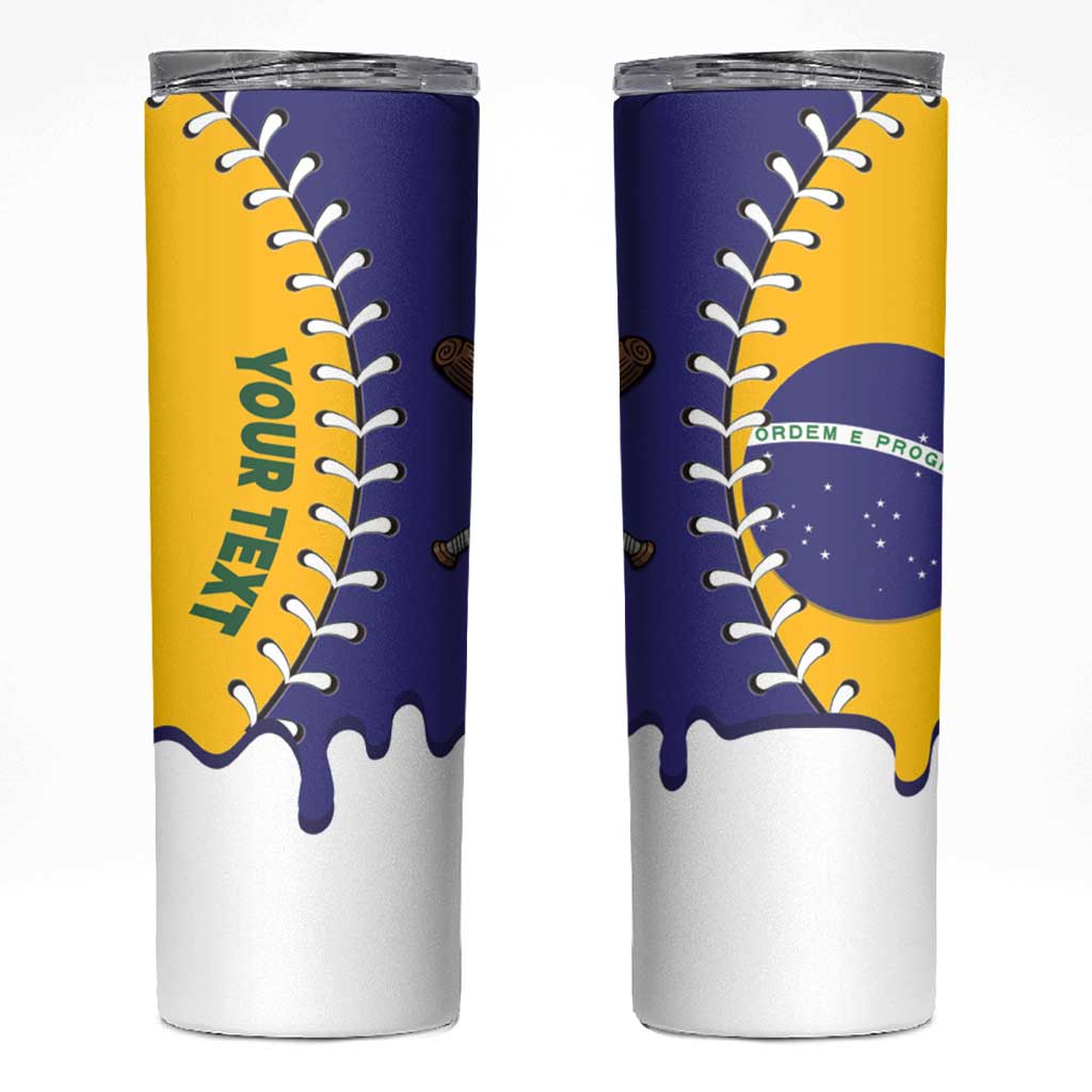 Brazil 2026 Baseball Custom Skinny Tumbler Go Champions Drip Style