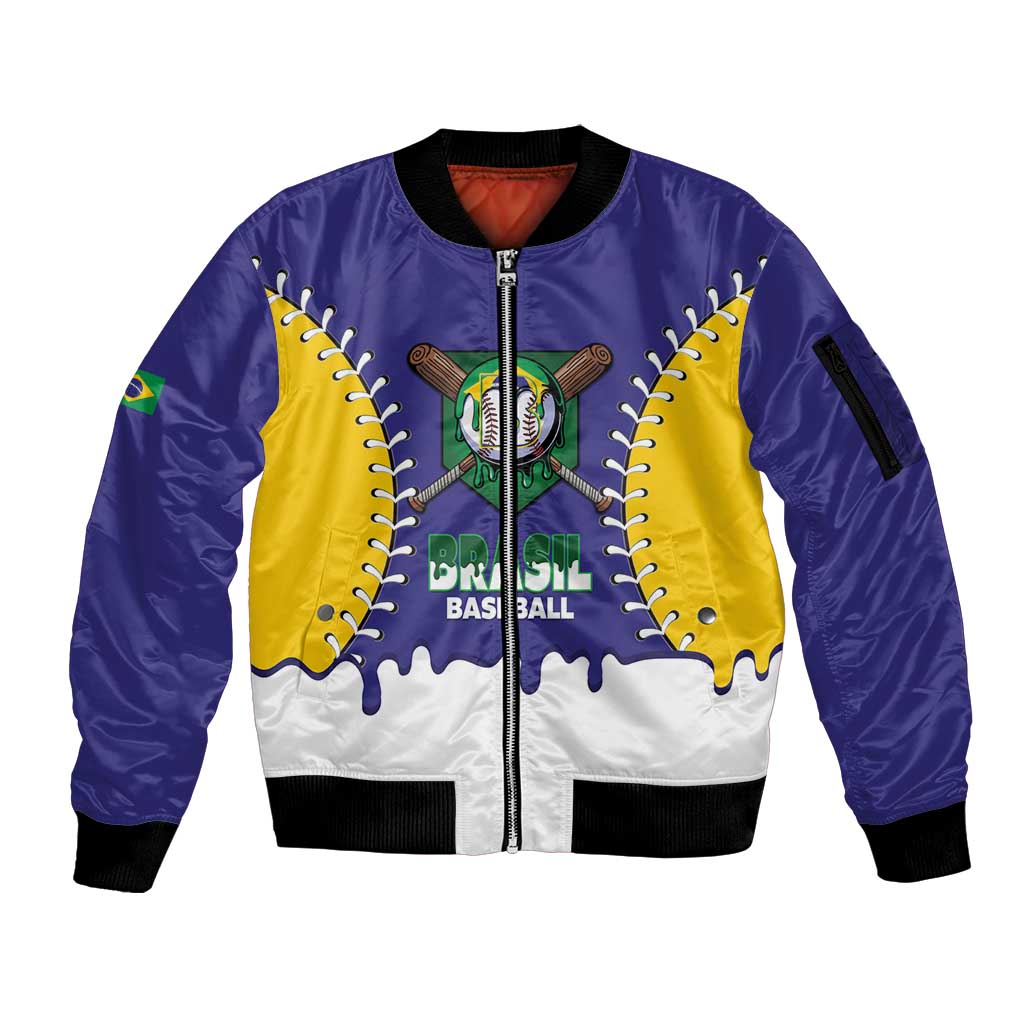 Brazil 2026 Baseball Custom Sleeve Zip Bomber Jacket Go Champions Drip Style