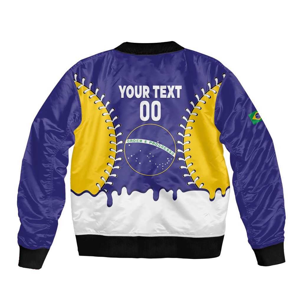 Brazil 2026 Baseball Custom Sleeve Zip Bomber Jacket Go Champions Drip Style