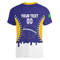 Brazil 2026 Baseball Custom Women V-Neck T-Shirt Go Champions Drip Style