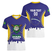 Brazil 2026 Baseball Custom Women V-Neck T-Shirt Go Champions Drip Style