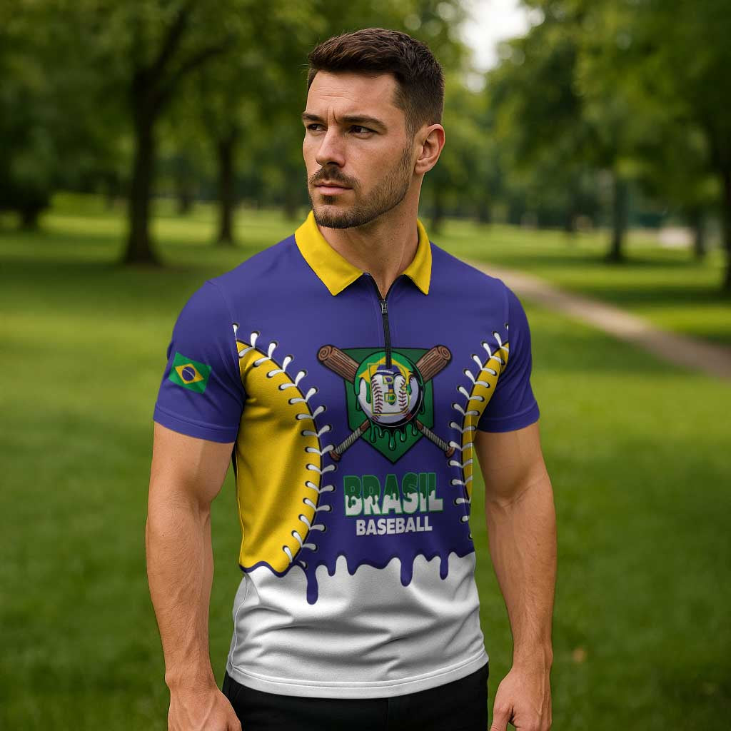 Brazil 2026 Baseball Custom Zipper Polo Shirt Go Champions Drip Style