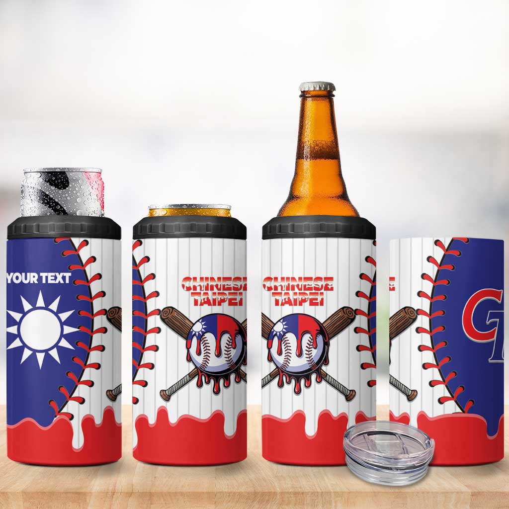 Chinese Taipei 2026 Baseball Custom 4 in 1 Can Cooler Tumbler Go Taiwan Drip Style