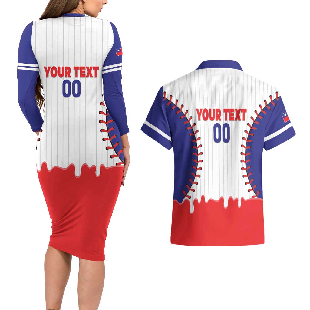 Chinese Taipei 2026 Baseball Custom Couples Matching Long Sleeve Bodycon Dress and Hawaiian Shirt Go Taiwan Drip Style