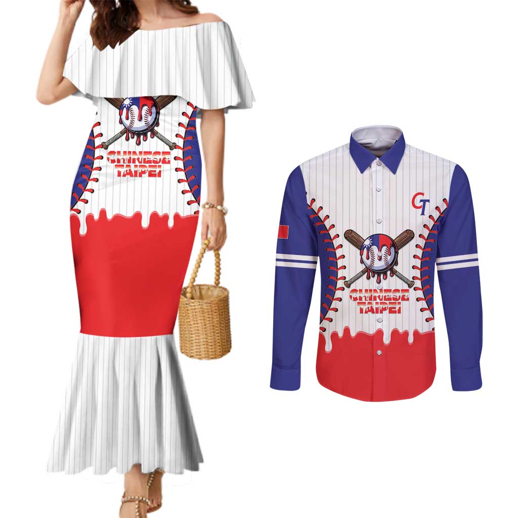 Chinese Taipei 2026 Baseball Custom Couples Matching Mermaid Dress and Long Sleeve Button Shirt Go Taiwan Drip Style