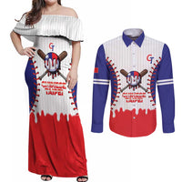 Chinese Taipei 2026 Baseball Custom Couples Matching Off Shoulder Maxi Dress and Long Sleeve Button Shirt Go Taiwan Drip Style