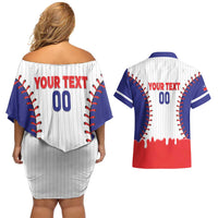 Chinese Taipei 2026 Baseball Custom Couples Matching Off Shoulder Short Dress and Hawaiian Shirt Go Taiwan Drip Style