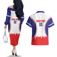 Chinese Taipei 2026 Baseball Custom Couples Matching Off The Shoulder Long Sleeve Dress and Hawaiian Shirt Go Taiwan Drip Style