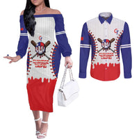 Chinese Taipei 2026 Baseball Custom Couples Matching Off The Shoulder Long Sleeve Dress and Long Sleeve Button Shirt Go Taiwan Drip Style