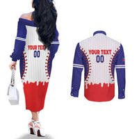 Chinese Taipei 2026 Baseball Custom Couples Matching Off The Shoulder Long Sleeve Dress and Long Sleeve Button Shirt Go Taiwan Drip Style