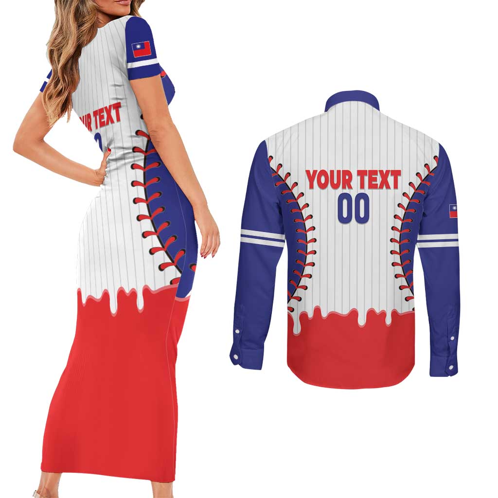 Chinese Taipei 2026 Baseball Custom Couples Matching Short Sleeve Bodycon Dress and Long Sleeve Button Shirt Go Taiwan Drip Style