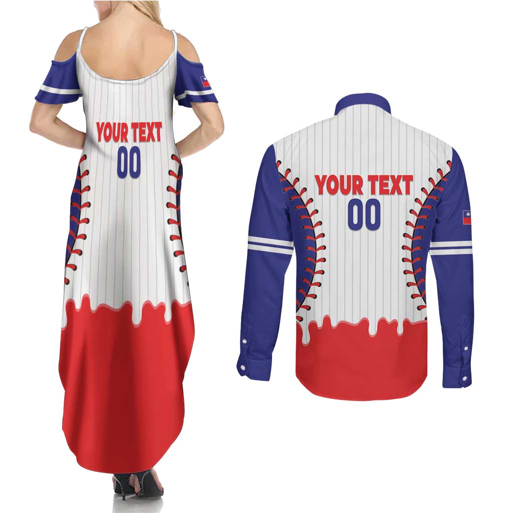 Chinese Taipei 2026 Baseball Custom Couples Matching Summer Maxi Dress and Long Sleeve Button Shirt Go Taiwan Drip Style