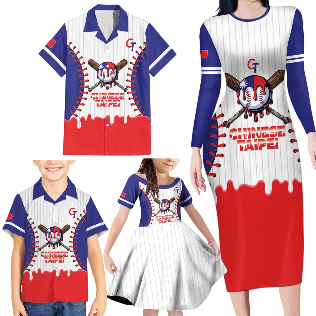Chinese Taipei 2026 Baseball Custom Family Matching Long Sleeve Bodycon Dress and Hawaiian Shirt Go Taiwan Drip Style