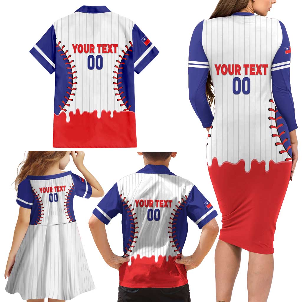 Chinese Taipei 2026 Baseball Custom Family Matching Long Sleeve Bodycon Dress and Hawaiian Shirt Go Taiwan Drip Style