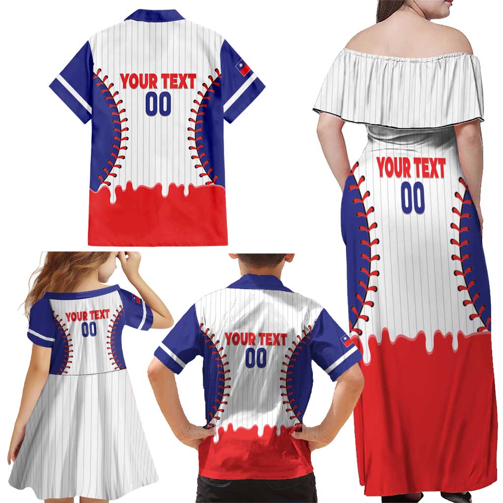 Chinese Taipei 2026 Baseball Custom Family Matching Off Shoulder Maxi Dress and Hawaiian Shirt Go Taiwan Drip Style