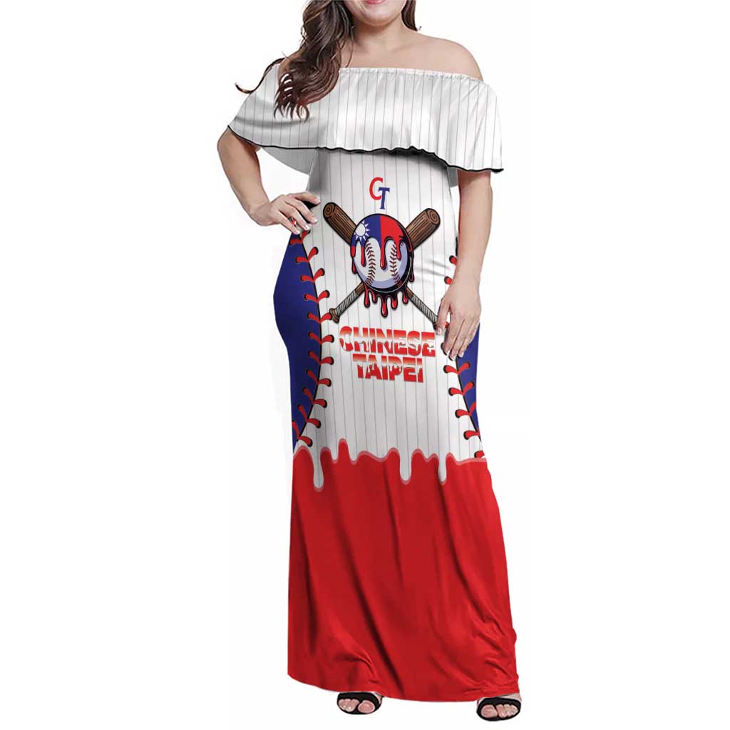 Chinese Taipei 2026 Baseball Custom Family Matching Off Shoulder Maxi Dress and Hawaiian Shirt Go Taiwan Drip Style