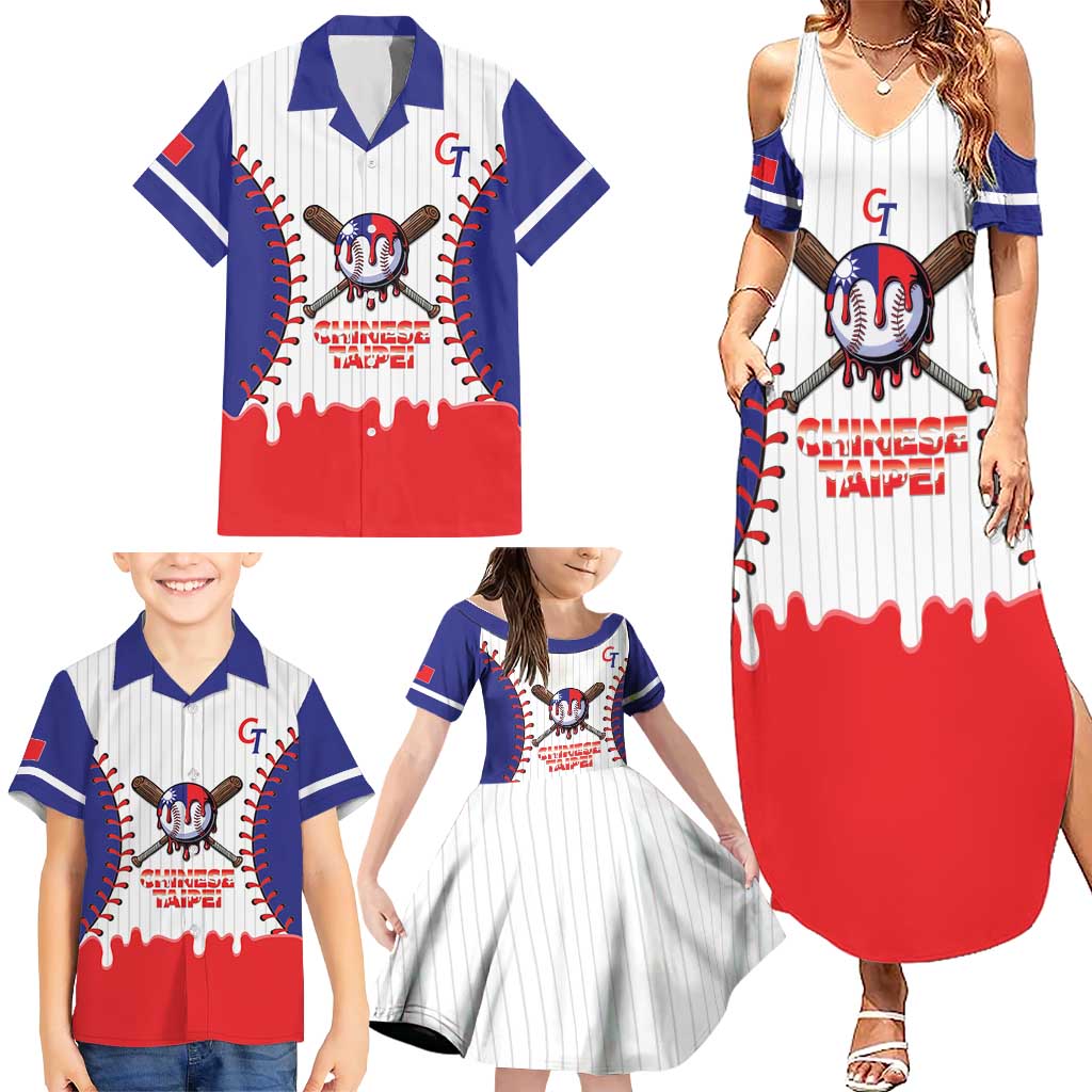 Chinese Taipei 2026 Baseball Custom Family Matching Summer Maxi Dress and Hawaiian Shirt Go Taiwan Drip Style