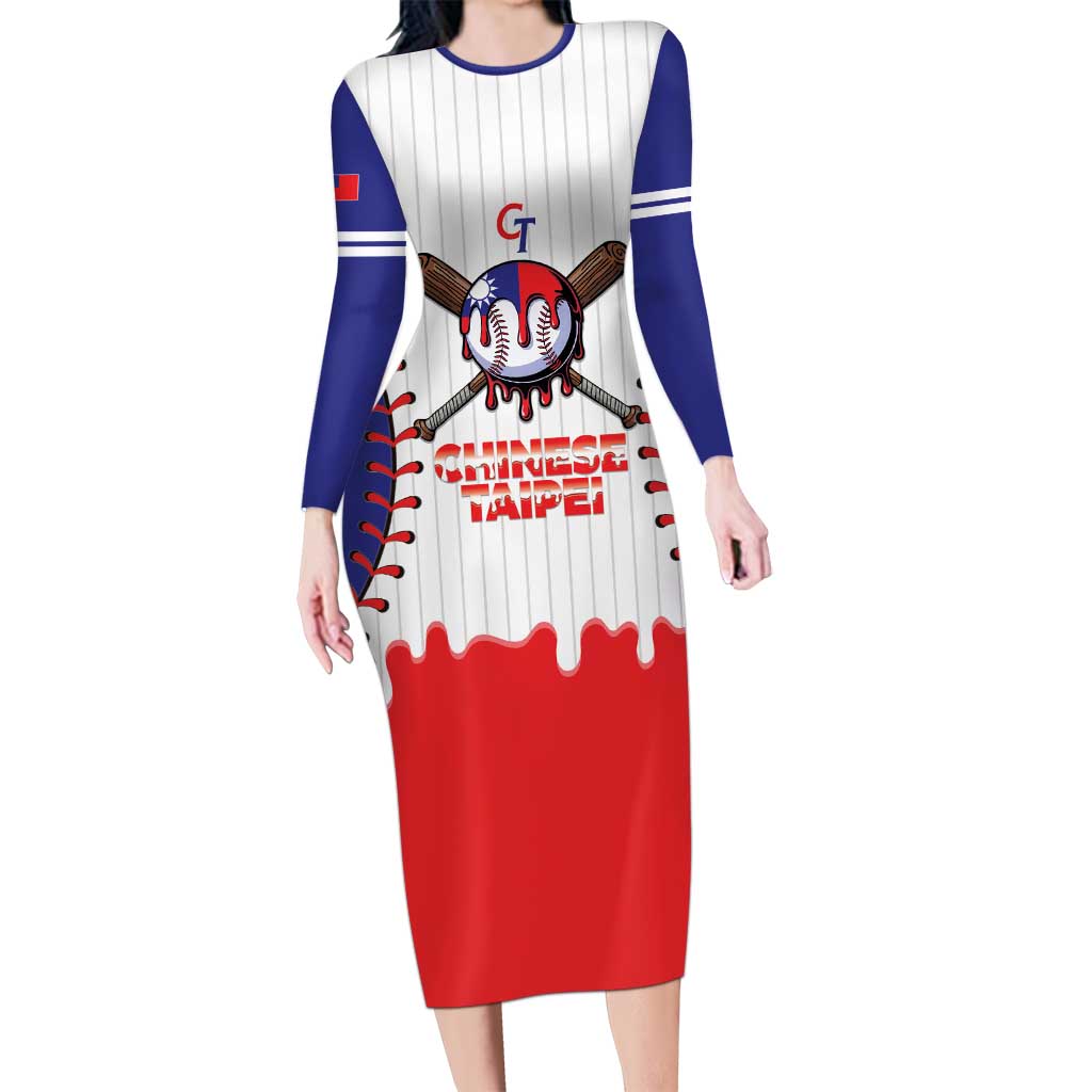 Chinese Taipei 2026 Baseball Custom Long Sleeve Bodycon Dress Go Taiwan Drip Style
