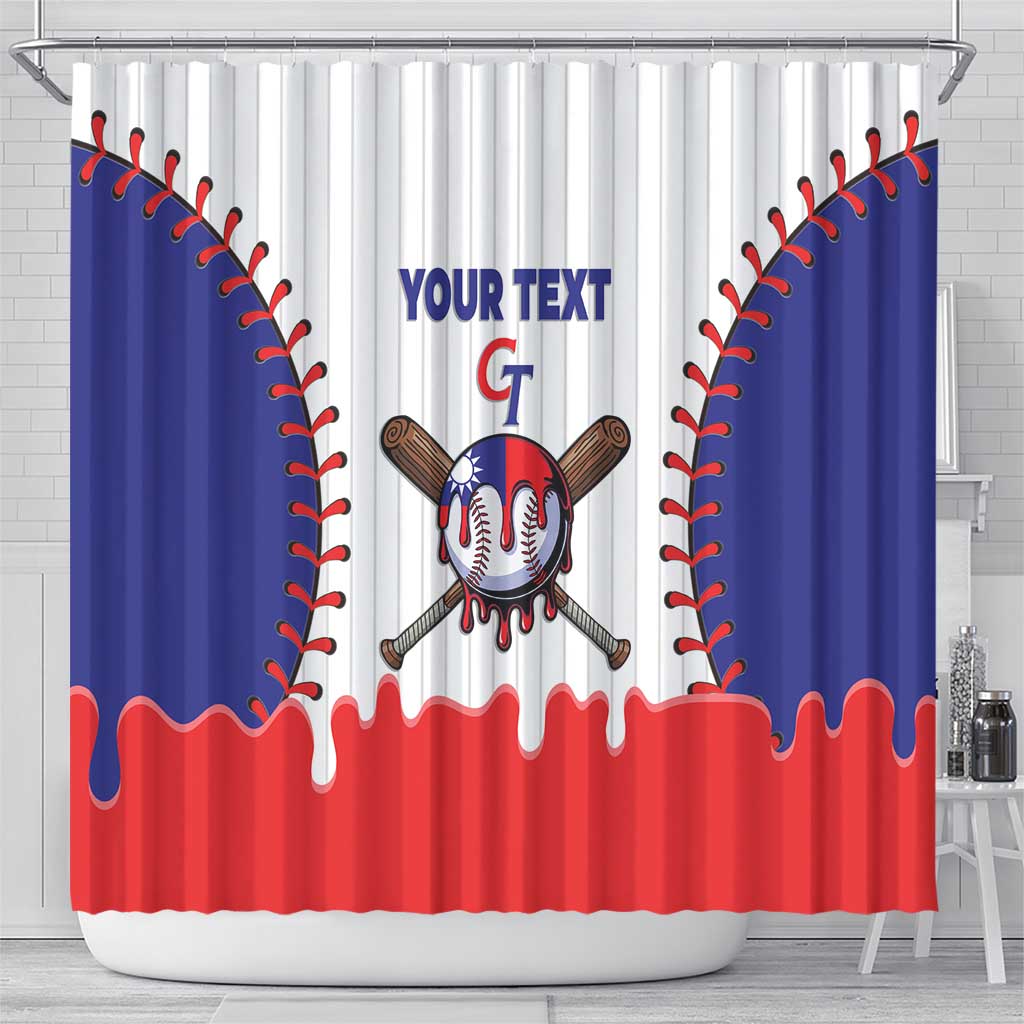 Chinese Taipei 2026 Baseball Custom Shower Curtain Go Taiwan Drip Style