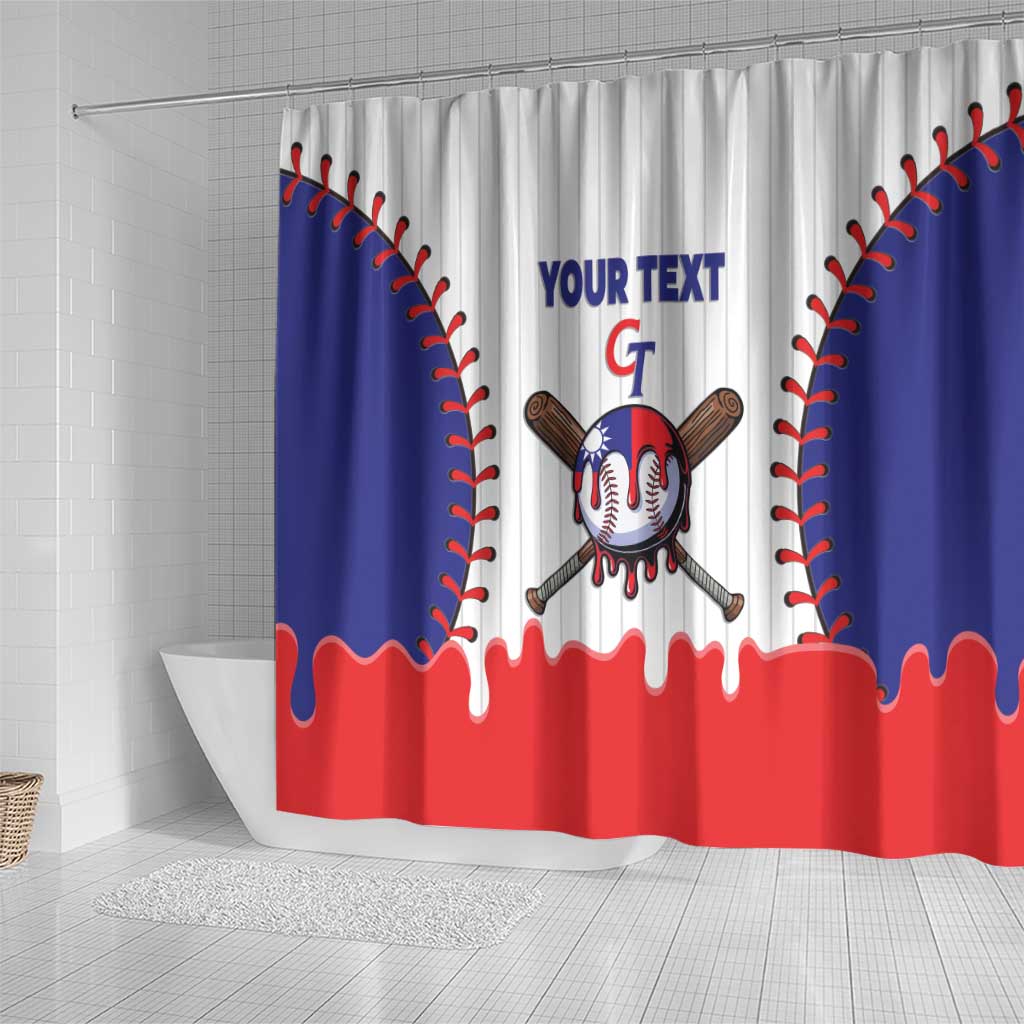 Chinese Taipei 2026 Baseball Custom Shower Curtain Go Taiwan Drip Style