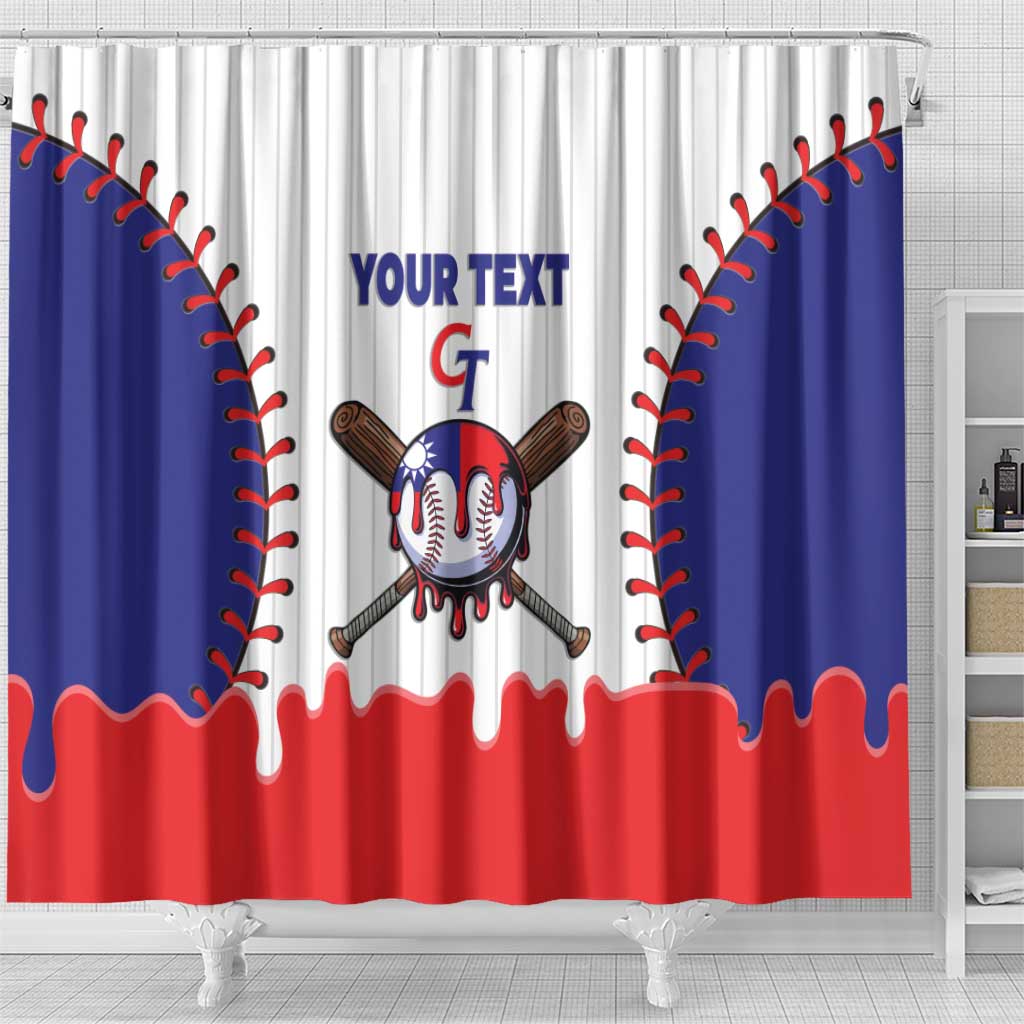 Chinese Taipei 2026 Baseball Custom Shower Curtain Go Taiwan Drip Style