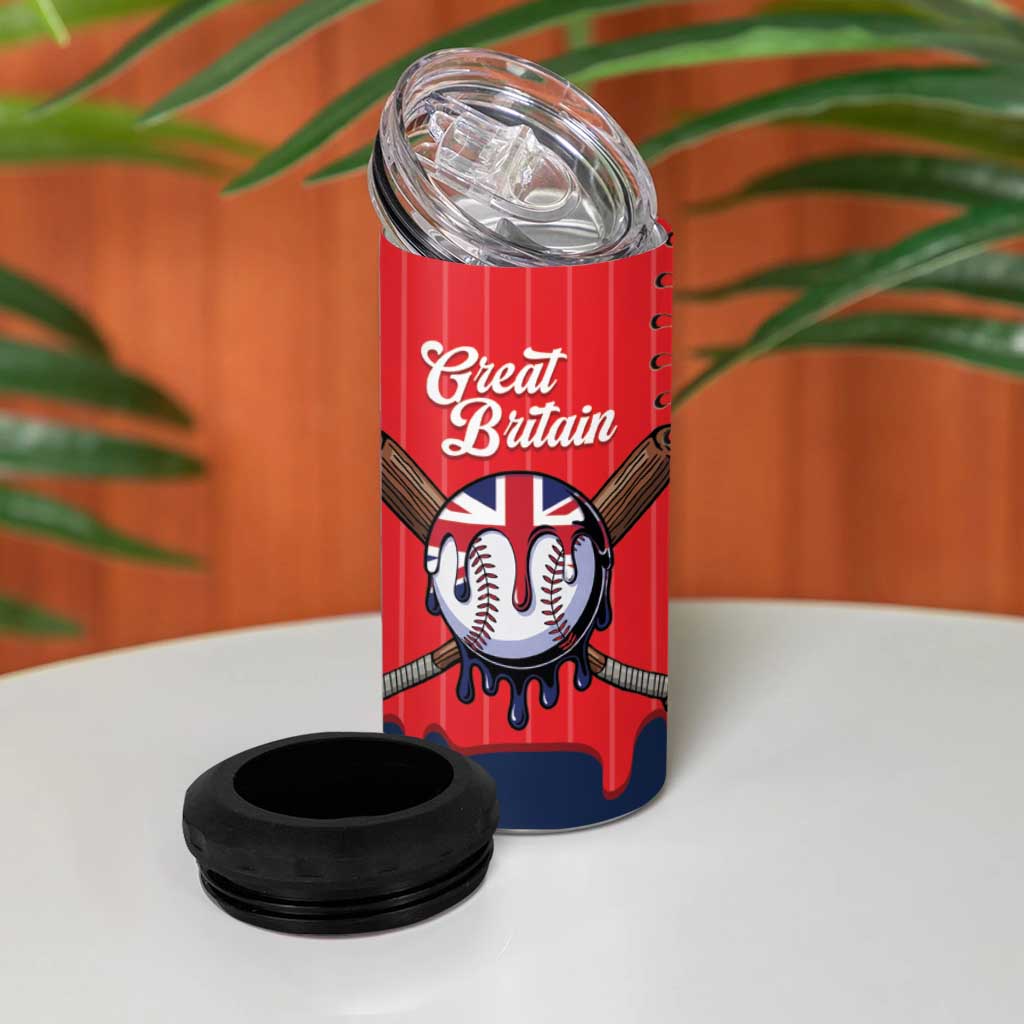 Great Britain 2026 Baseball Custom 4 in 1 Can Cooler Tumbler Go Champions Drip Style