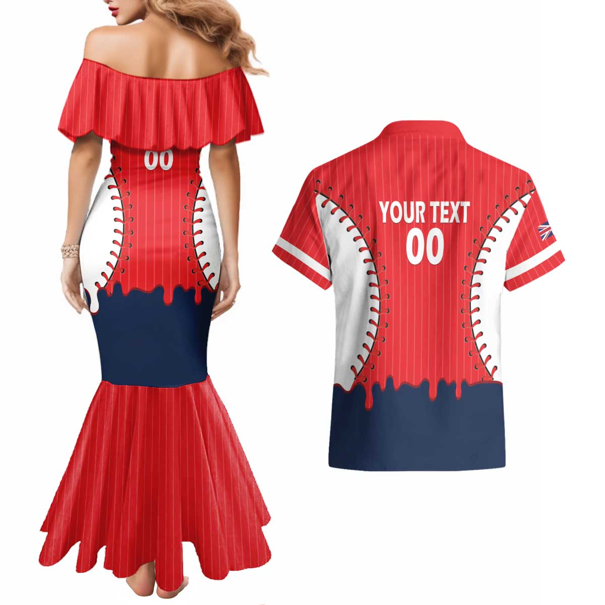 Great Britain 2026 Baseball Custom Couples Matching Mermaid Dress and Hawaiian Shirt Go Champions Drip Style