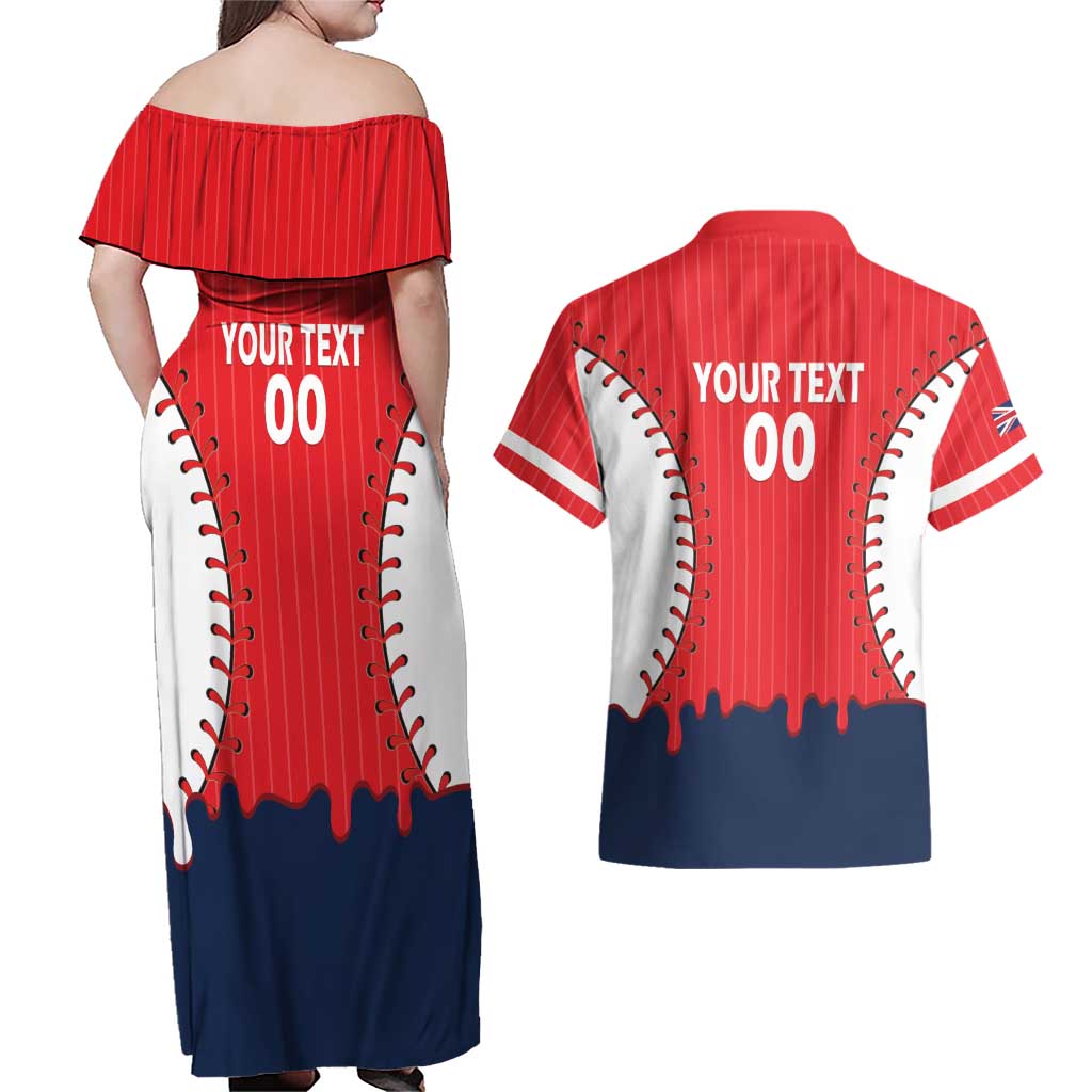 Great Britain 2026 Baseball Custom Couples Matching Off Shoulder Maxi Dress and Hawaiian Shirt Go Champions Drip Style