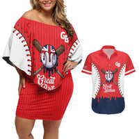 Great Britain 2026 Baseball Custom Couples Matching Off Shoulder Short Dress and Hawaiian Shirt Go Champions Drip Style