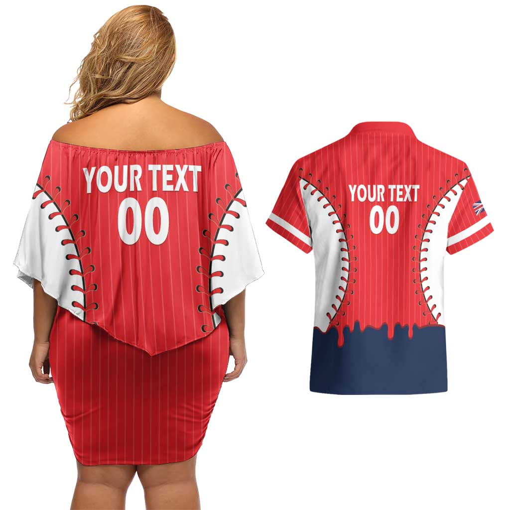 Great Britain 2026 Baseball Custom Couples Matching Off Shoulder Short Dress and Hawaiian Shirt Go Champions Drip Style