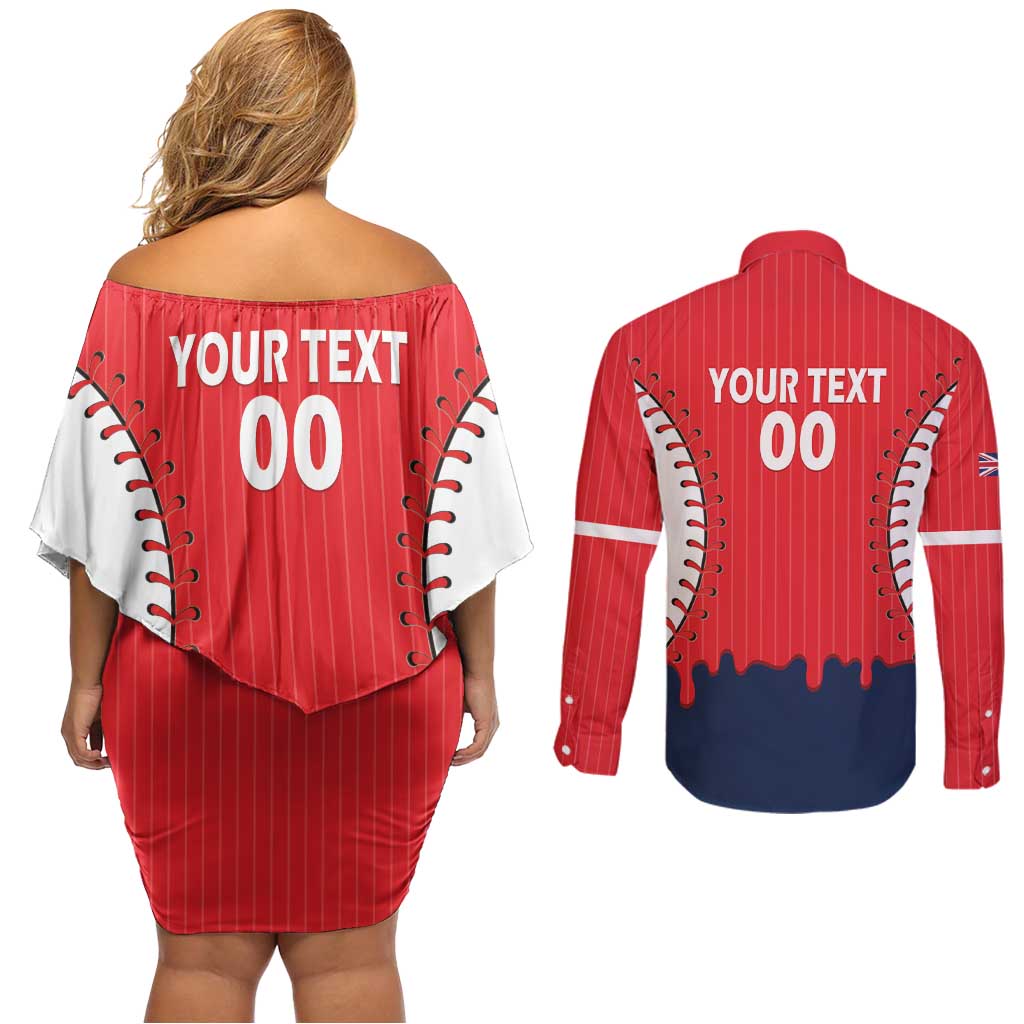 Great Britain 2026 Baseball Custom Couples Matching Off Shoulder Short Dress and Long Sleeve Button Shirt Go Champions Drip Style