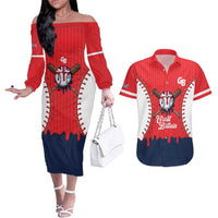 Great Britain 2026 Baseball Custom Couples Matching Off The Shoulder Long Sleeve Dress and Hawaiian Shirt Go Champions Drip Style