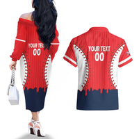 Great Britain 2026 Baseball Custom Couples Matching Off The Shoulder Long Sleeve Dress and Hawaiian Shirt Go Champions Drip Style