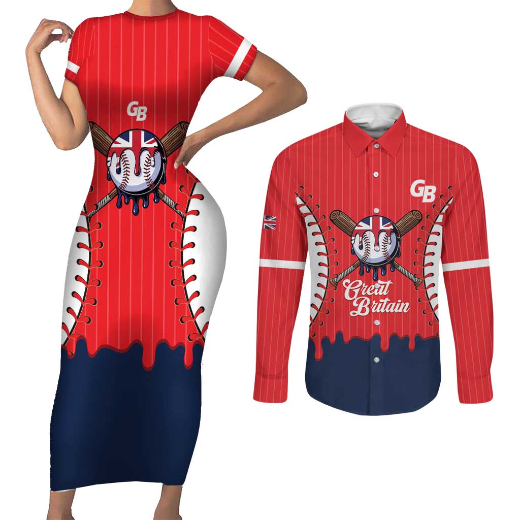 Great Britain 2026 Baseball Custom Couples Matching Short Sleeve Bodycon Dress and Long Sleeve Button Shirt Go Champions Drip Style