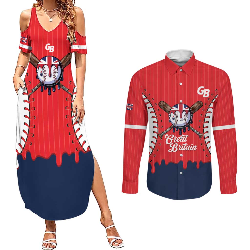 Great Britain 2026 Baseball Custom Couples Matching Summer Maxi Dress and Long Sleeve Button Shirt Go Champions Drip Style