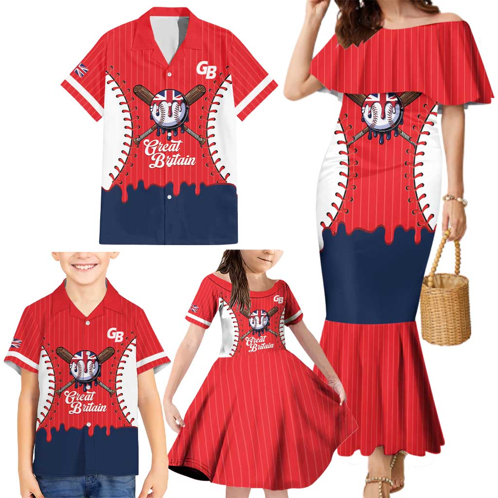 Great Britain 2026 Baseball Custom Family Matching Mermaid Dress and Hawaiian Shirt Go Champions Drip Style