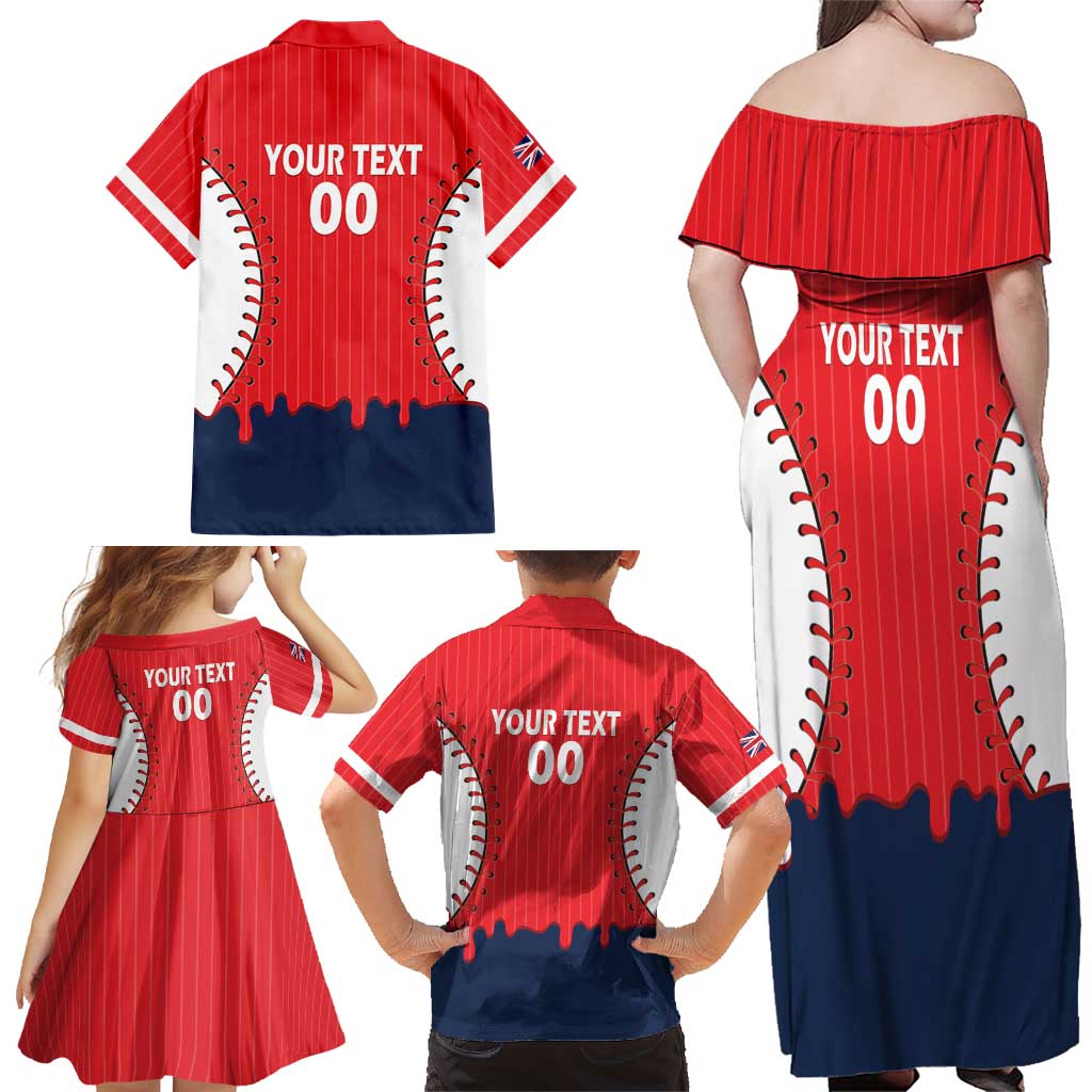 Great Britain 2026 Baseball Custom Family Matching Off Shoulder Maxi Dress and Hawaiian Shirt Go Champions Drip Style