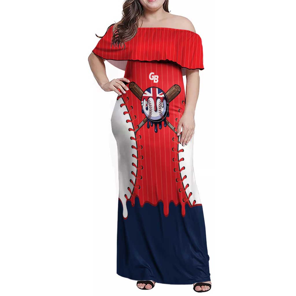 Great Britain 2026 Baseball Custom Family Matching Off Shoulder Maxi Dress and Hawaiian Shirt Go Champions Drip Style
