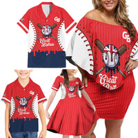 Great Britain 2026 Baseball Custom Family Matching Off Shoulder Short Dress and Hawaiian Shirt Go Champions Drip Style