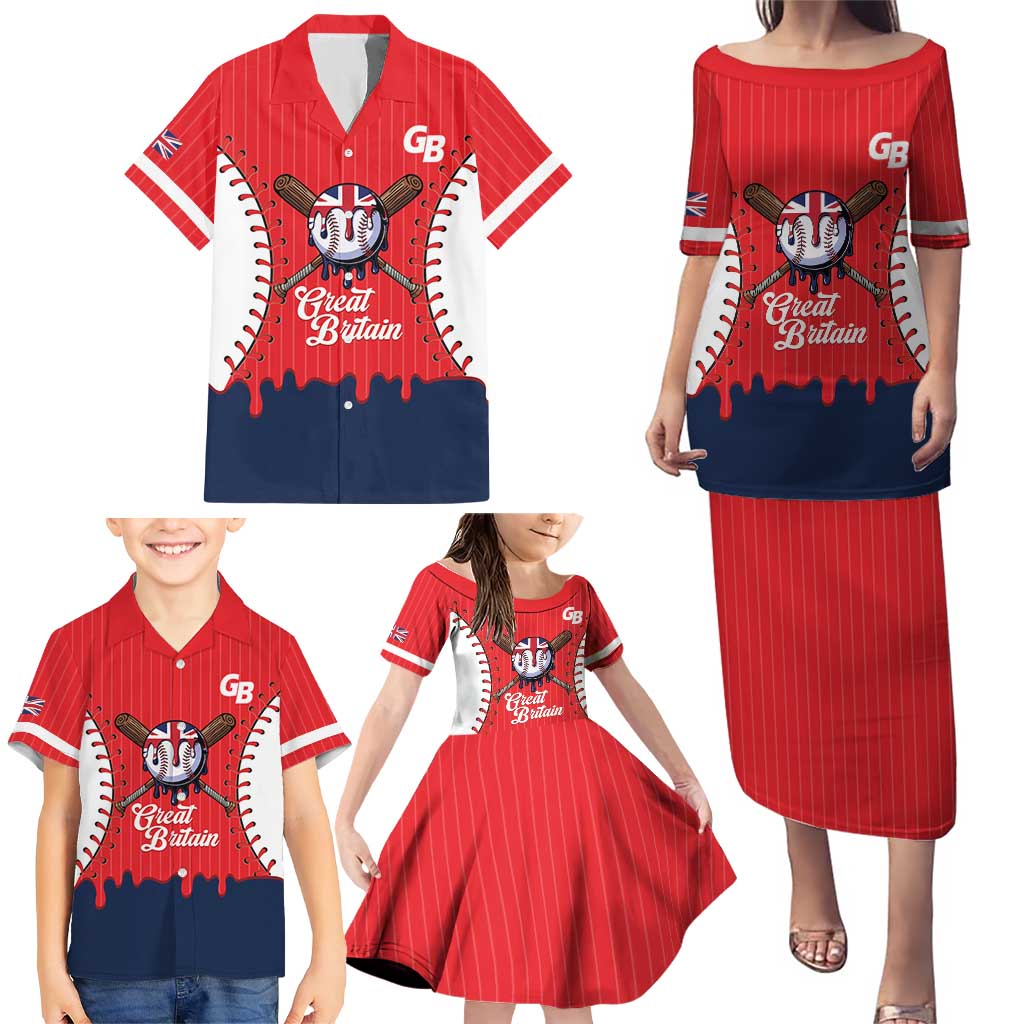 Great Britain 2026 Baseball Custom Family Matching Puletasi and Hawaiian Shirt Go Champions Drip Style
