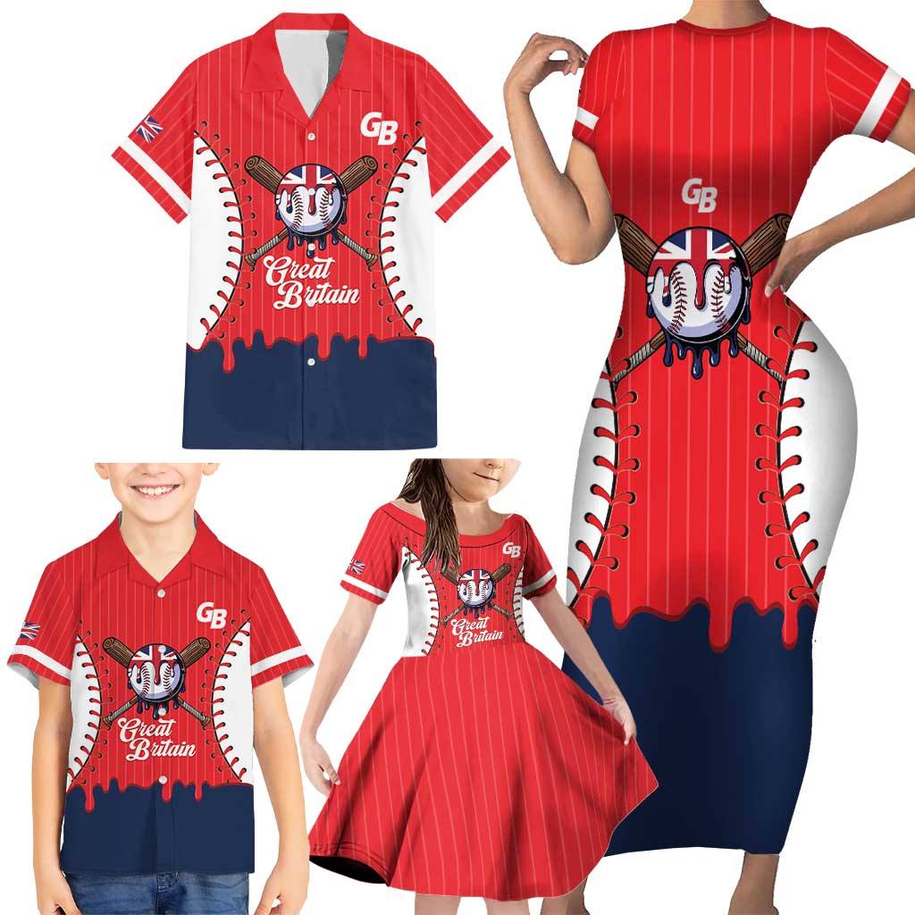 Great Britain 2026 Baseball Custom Family Matching Short Sleeve Bodycon Dress and Hawaiian Shirt Go Champions Drip Style