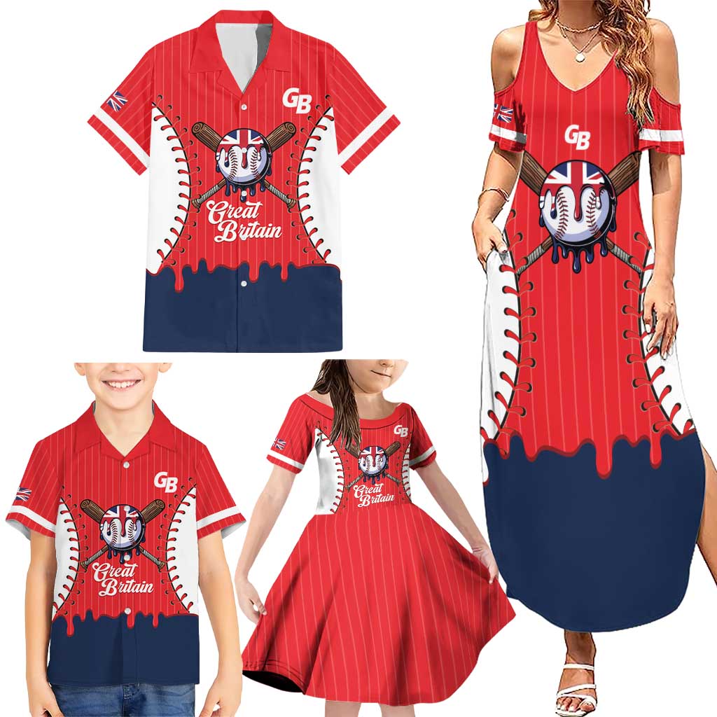 Great Britain 2026 Baseball Custom Family Matching Summer Maxi Dress and Hawaiian Shirt Go Champions Drip Style