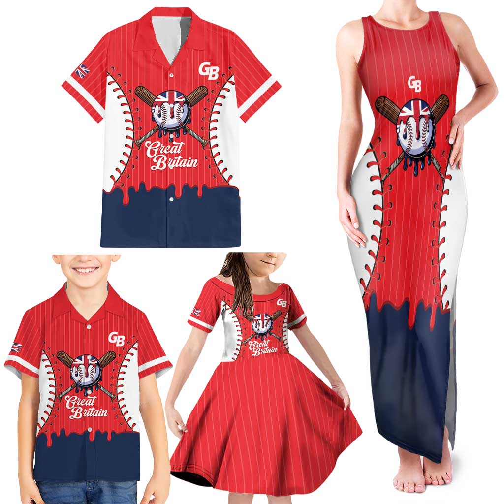 Great Britain 2026 Baseball Custom Family Matching Tank Maxi Dress and Hawaiian Shirt Go Champions Drip Style