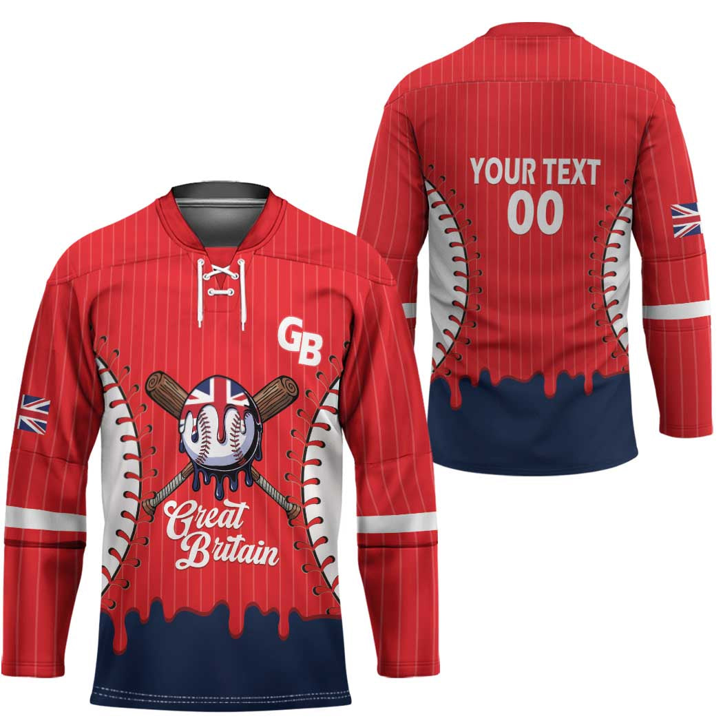 Great Britain 2026 Baseball Custom Hockey Jersey Go Champions Drip Style