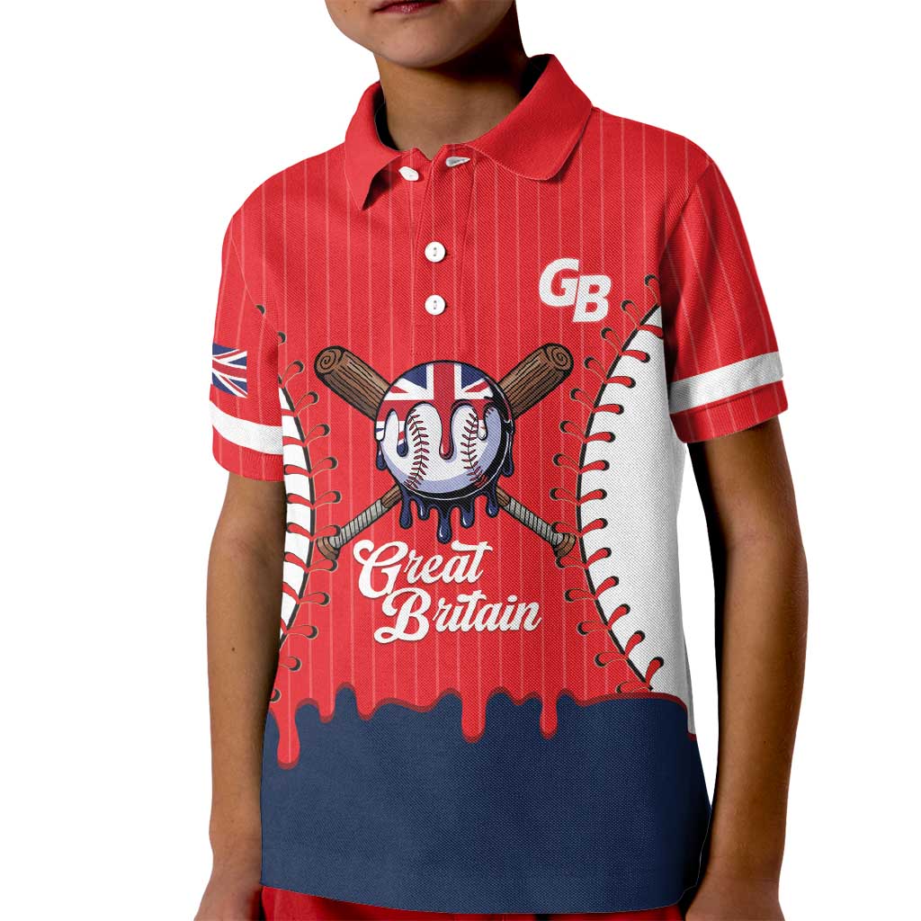 Great Britain 2026 Baseball Custom Kid Polo Shirt Go Champions Drip Style